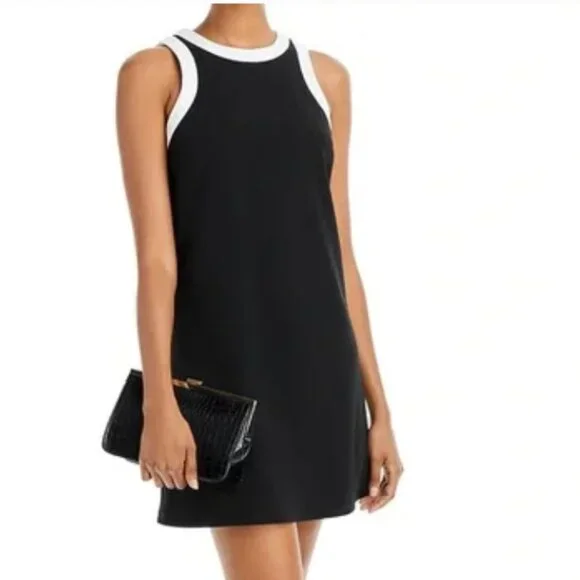 Aqua Women's Contrast Trim Mini Dress - 100% Exclusive - Black - Size Small - Black/White